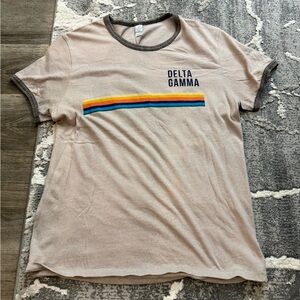 Alternative Beige Tee with Rainbow Stripe - Delta Gamma
